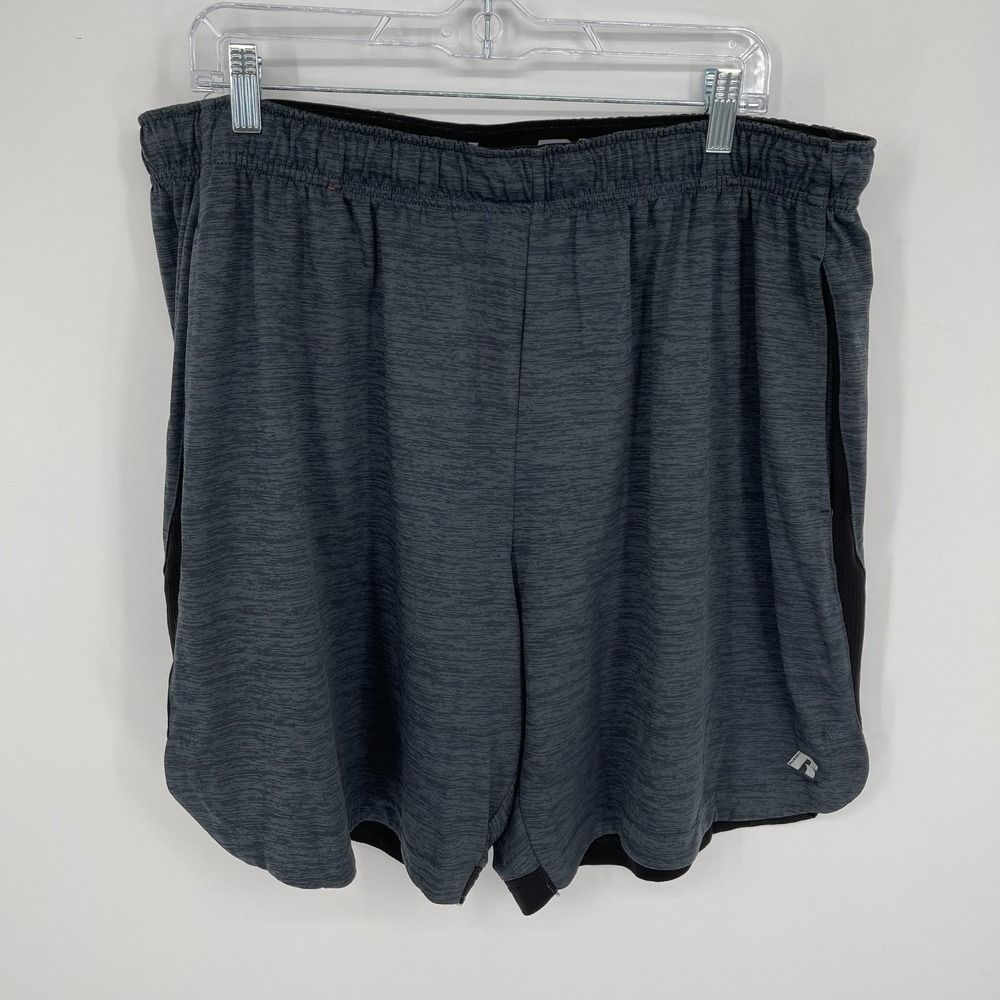 Russell Men's Gray Black Dri-Power 360 Athletic Workout Gym Shorts Size XL 40-42